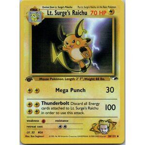 Lt. Surge's Raichu Gym Heroes 1st Edition Non Holo "Reprinted"